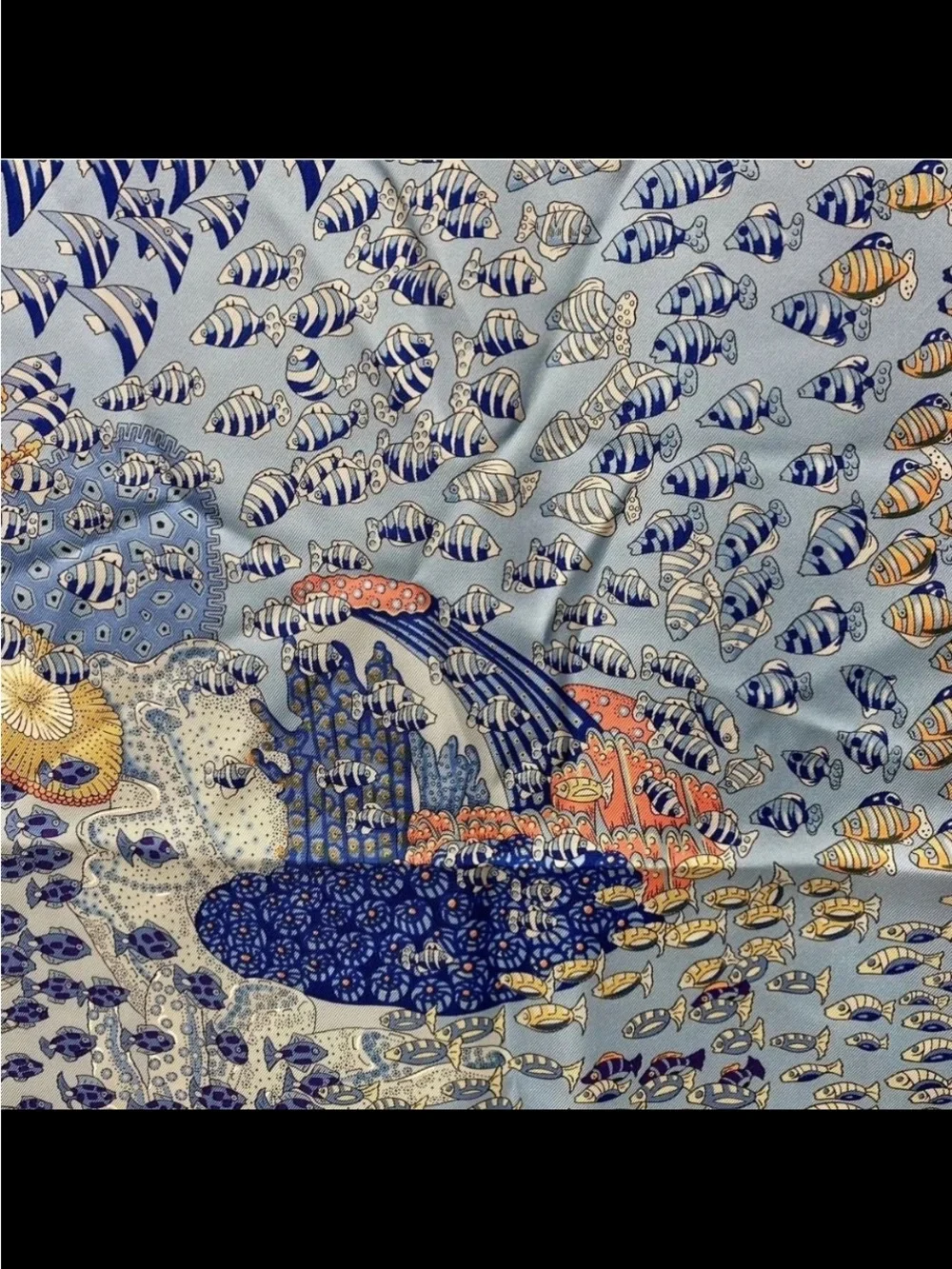 Hermes Rencontre Oceane-  Blue version Multicolor Sea Life Silk Scarf - Picture 7 of 14